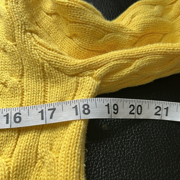 Polo Ralph Lauren Cable-Knit Cotton VNeck Sweater Yellow Pony Purple Sz L - Picture 10 of 11